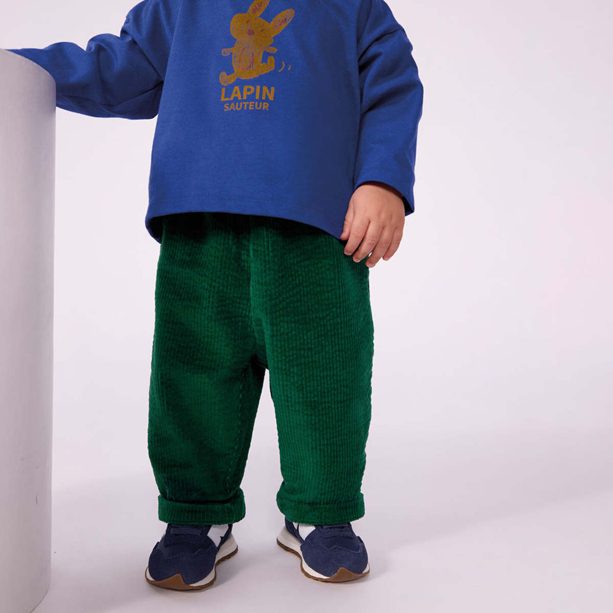 KIDS Petit Bateau Baby Velour Pants - Green - Image 4 of 5