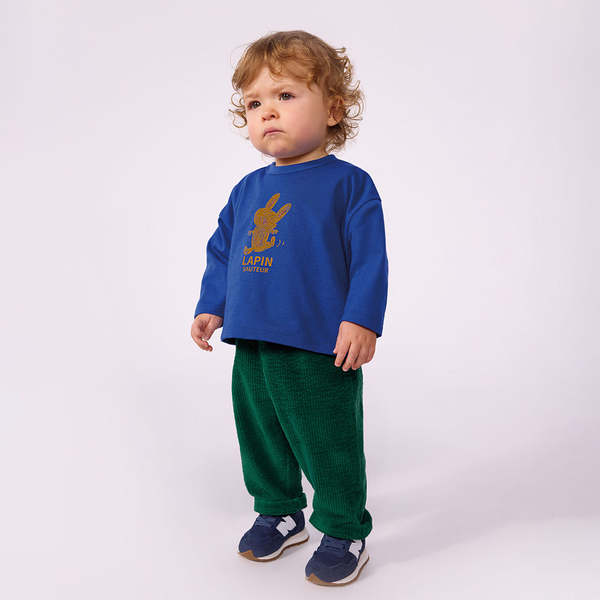KIDS Petit Bateau Baby Velour Pants - Green