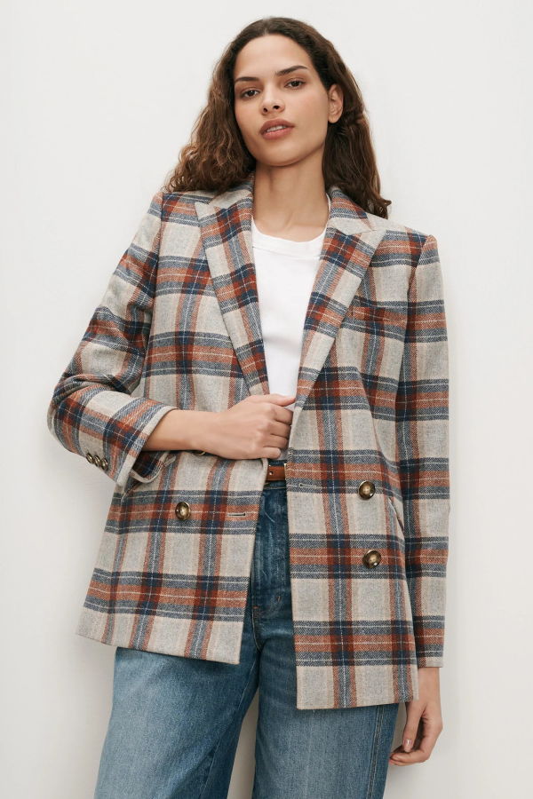 Veronica Beard Oria Plaid Dickey Jacket - Heather Grey Plaid