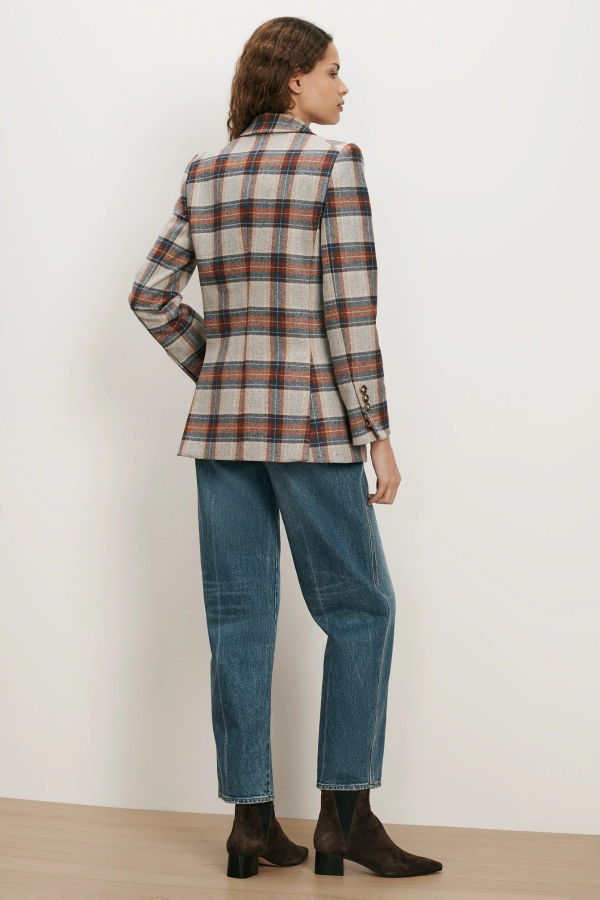 Veronica Beard Oria Plaid Dickey Jacket - Heather Grey Plaid