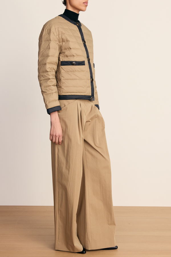 Veronica Beard Pearson Puffer Dickey Jacket - Desert Taupe/Black