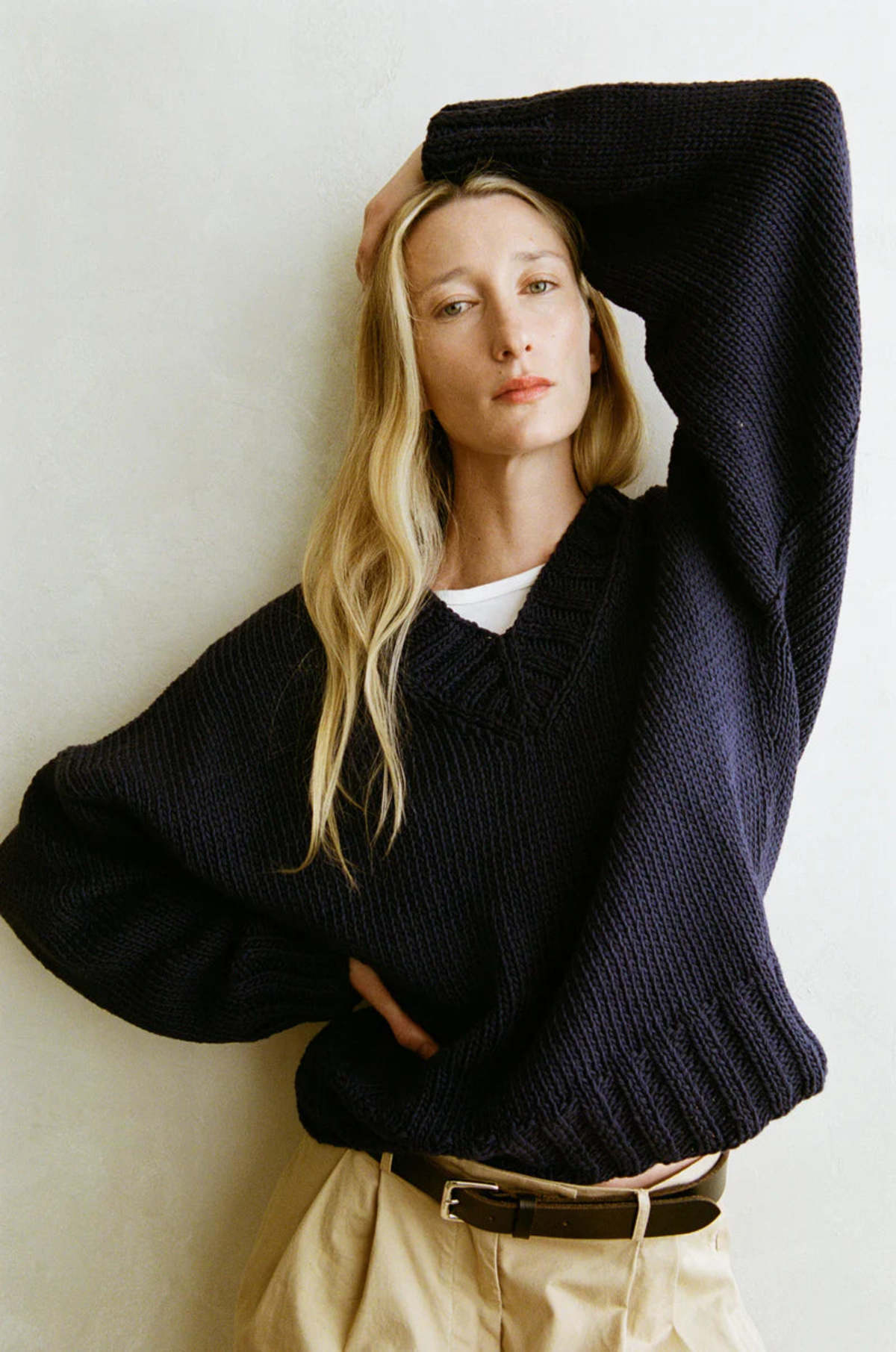 Shaina Mote Paolo V-Neck Sweater - Dark Iris - Image 1 of 6