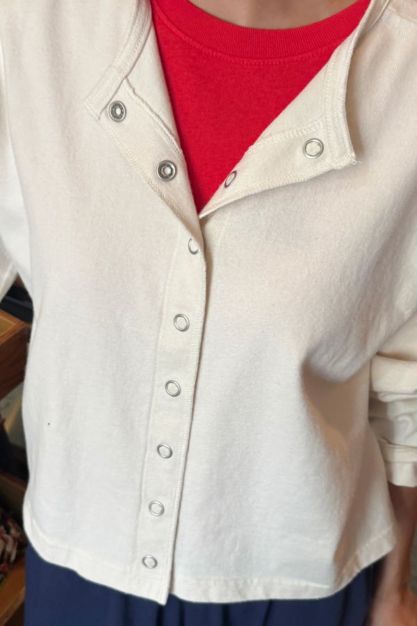 Le Bon Shoppe Soft Jersey Snap Cardigan - Naturel