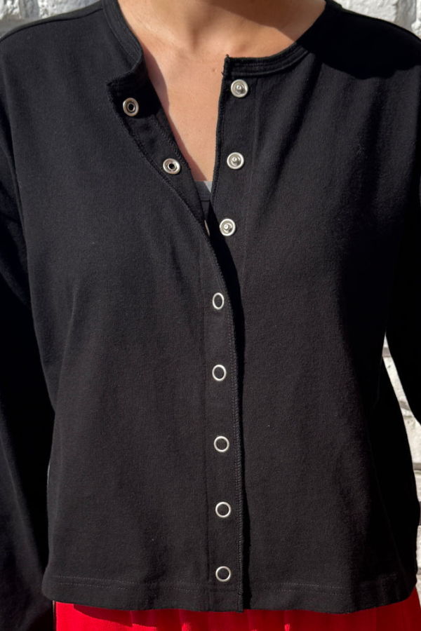 Le Bon Shoppe Soft Jersey Snap Cardigan - Black