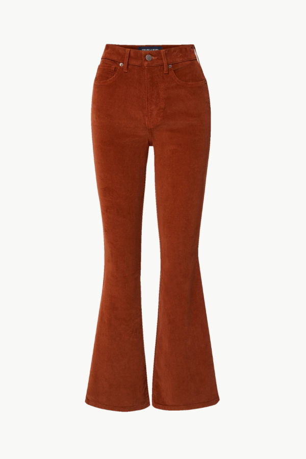 Veronica Beard Carson Corduroy Kick-Flare Pant - Rust