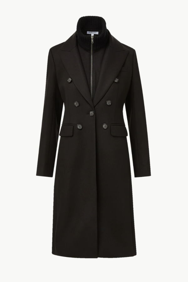 Veronica Beard Stryder Double-Breasted Dickey Coat - Black