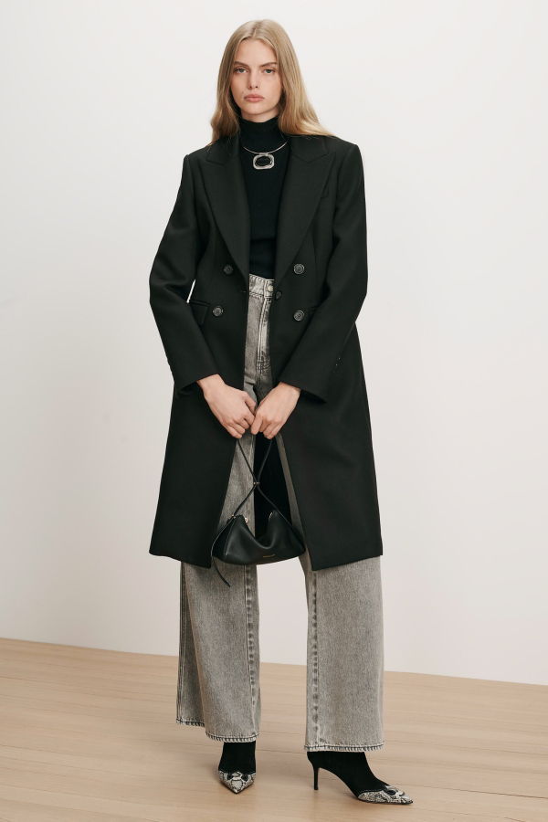 Veronica Beard Stryder Double-Breasted Dickey Coat - Black