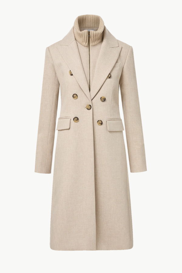 Veronica Beard Stryder Double-Breasted Dickey Coat - Oyster Melange