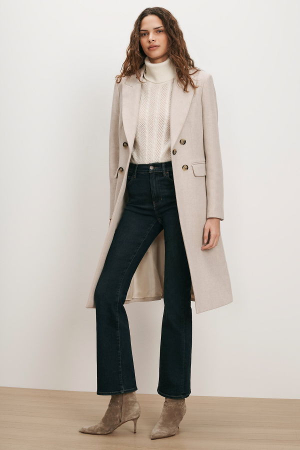 Veronica Beard Stryder Double-Breasted Dickey Coat - Oyster Melange