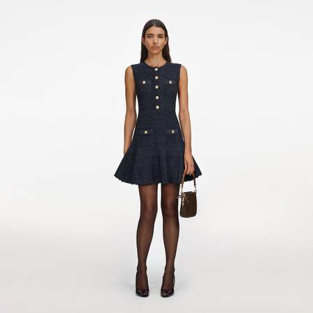 self portrait blue lurex knitted mini dress Self-Portrait - Clothing