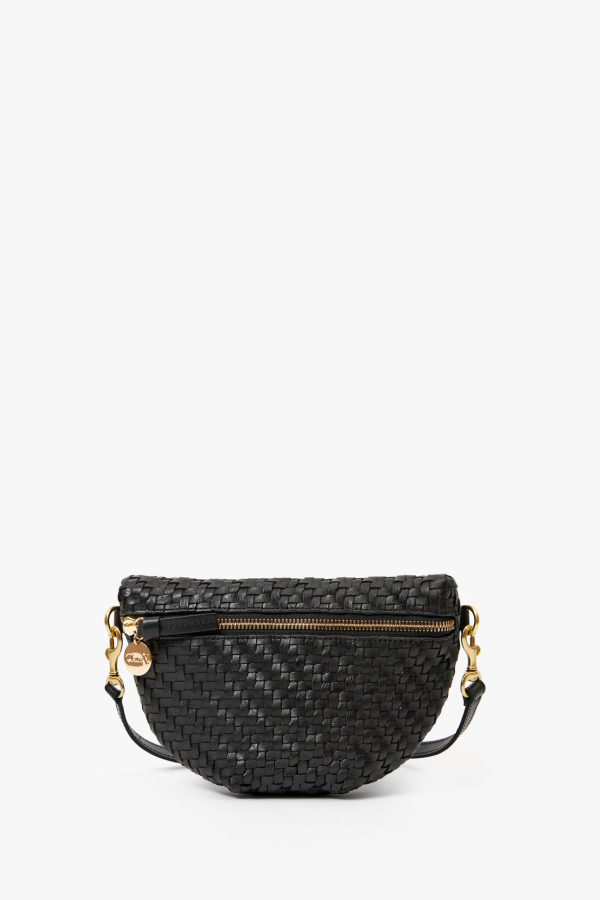 Clare V. Petite Fanny Bag - Black Woven Zig Zag