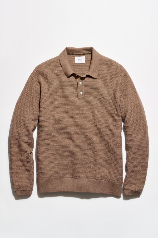 Billy Reid Long Sleeve Lachlan Links Polo - British Khaki