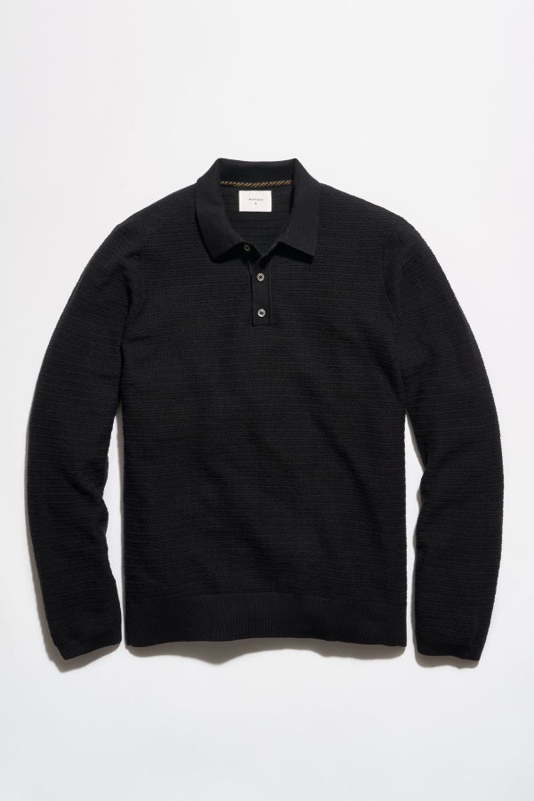 Billy Reid Long Sleeve Lachlan Links Polo - Black