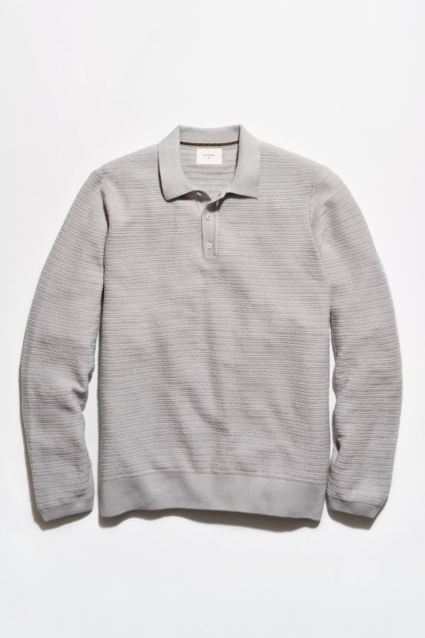 Billy Reid Long Sleeve Lachlan Links Polo - Grey Heather