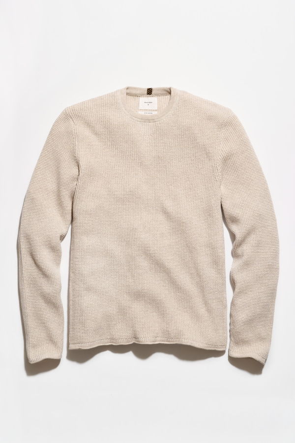 Billy Reid Martin Mini Waffle Crew Sweater - Oatmeal Heather