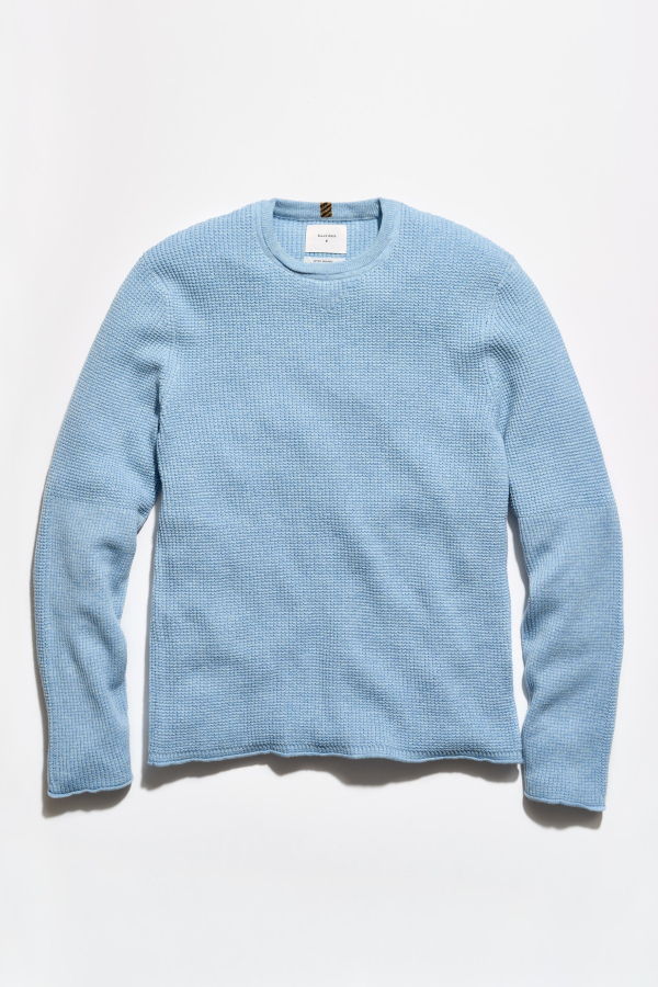 Billy Reid Martin Mini Waffle Crew Sweater - Chambray Blue Heather