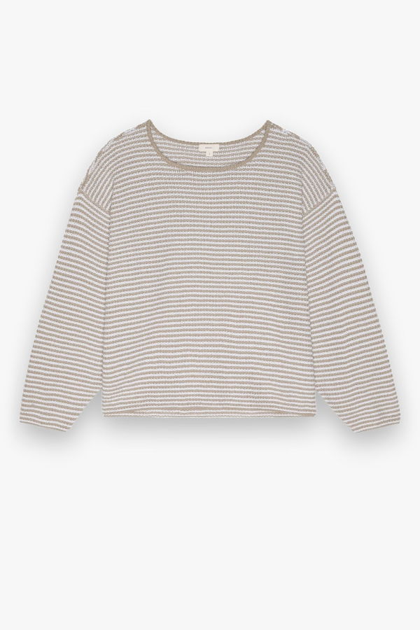 Donni. The Knit Stripe Sweater - Shitake/Powder