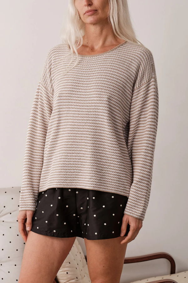Donni. The Knit Stripe Sweater - Shitake/Powder