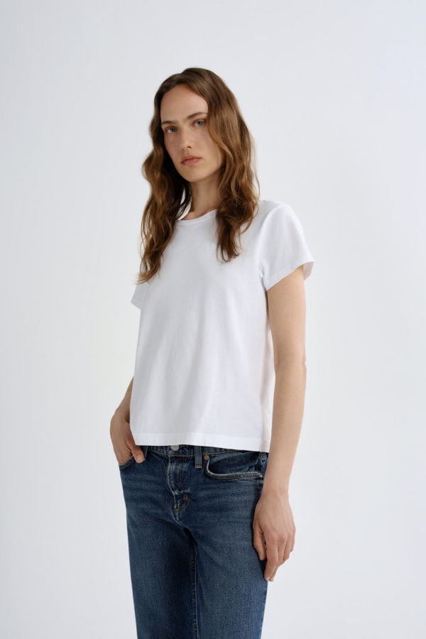 AGOLDE Long Line Adine Tee - Light Cream White