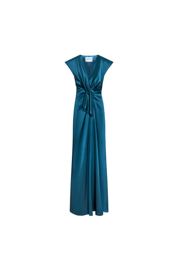 Atelier Delphine Flutter Sleeve Ava Gown - Peacock Blue