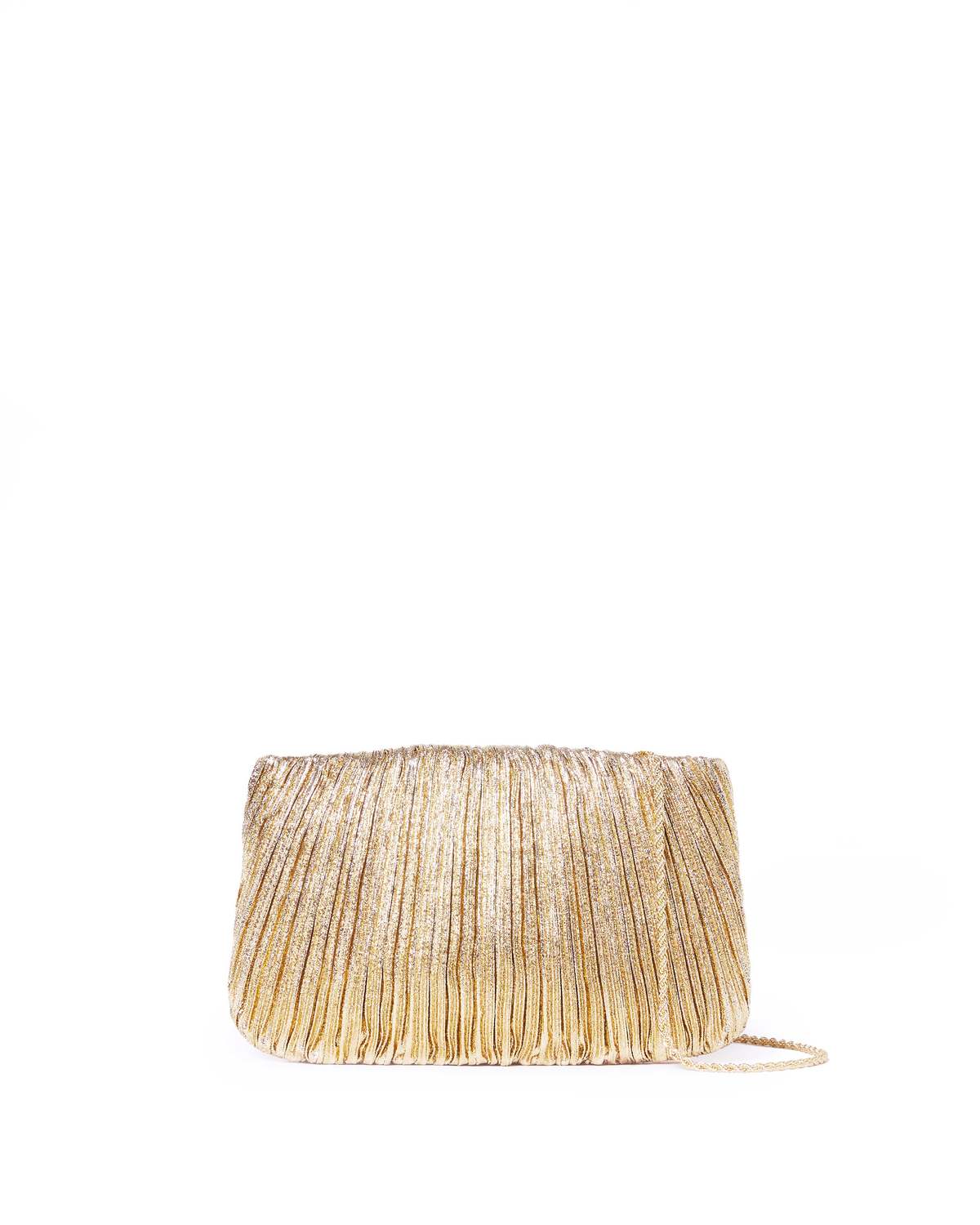 Loeffler Randall Brit Gold Lamé Pleated Clutch - Image 1 of 1