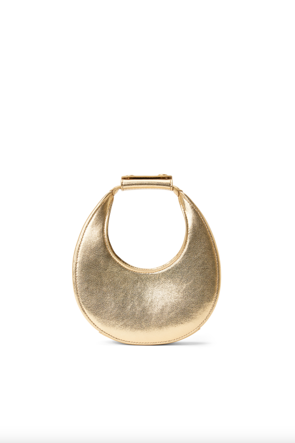Staud Good Night Moon Metallic Leather Top-Handle Bag - Gold