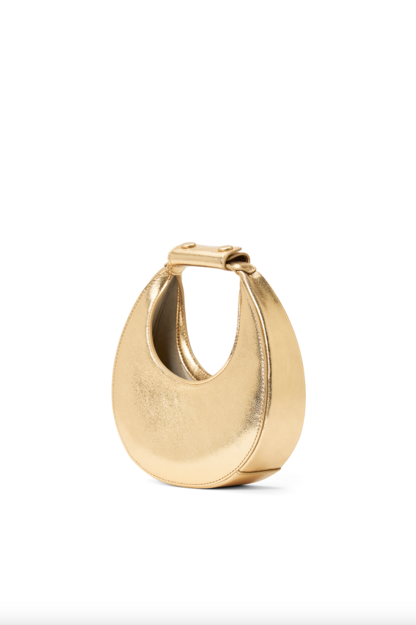 Staud Good Night Moon Metallic Leather Top-Handle Bag - Gold