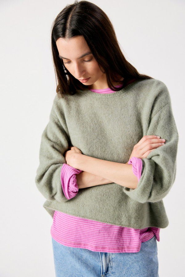 American Vintage Vito Boxy Sweater - Melange Khaki