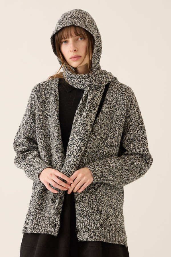 demylee Aster Wool Melange Hooded Scarf