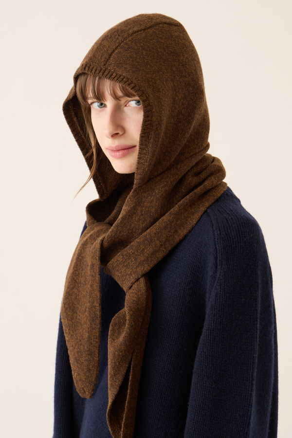 demylee Aster Wool Melange Hooded Scarf