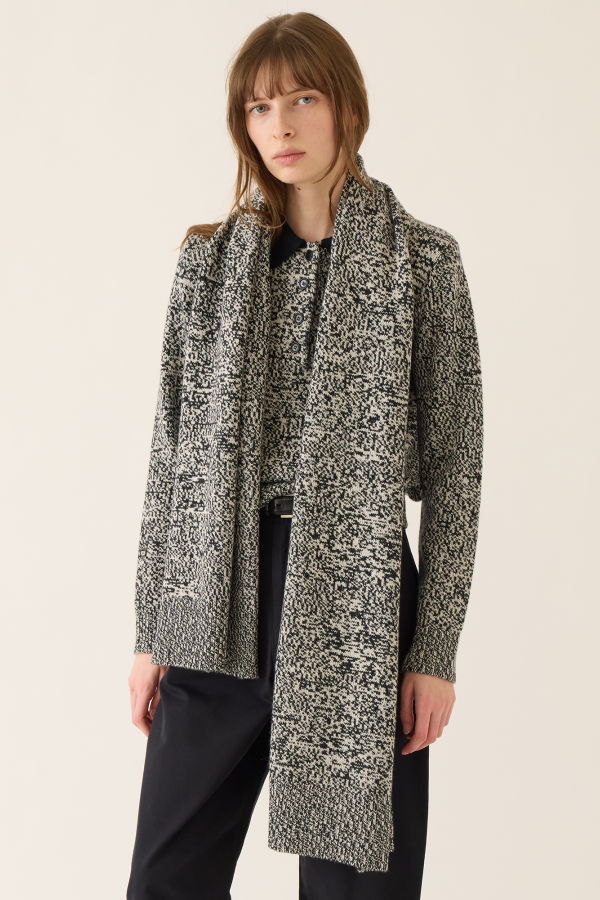 demylee Calla Wool Melange Scarf - Black / White Mix