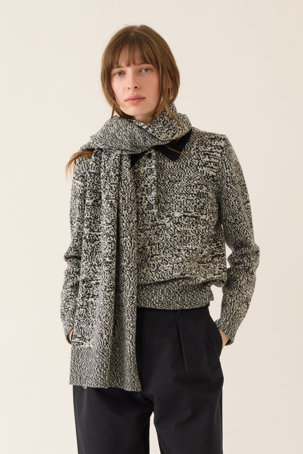 demylee Calla Wool Melange Scarf - Black / White Mix