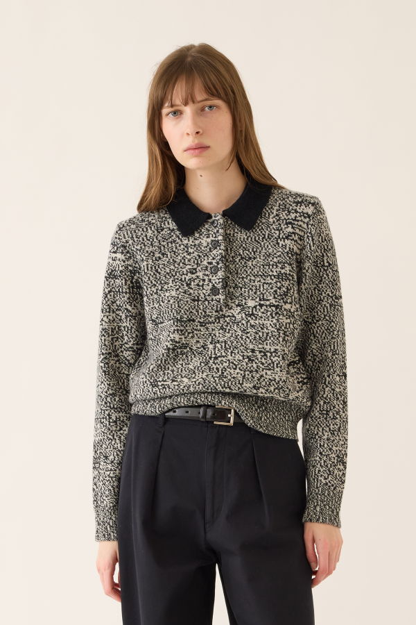 demylee Estelle Wool Melange Polo Sweater