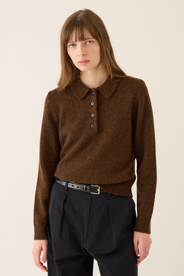 demylee Estelle Wool Melange Polo Sweater