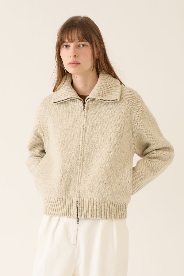 demylee Irene Confetti Wool Alpaca Zip Cardigan