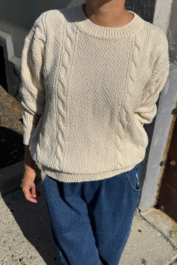 Le Bon Shoppe Cotton Fisherman Sweater - Naturel