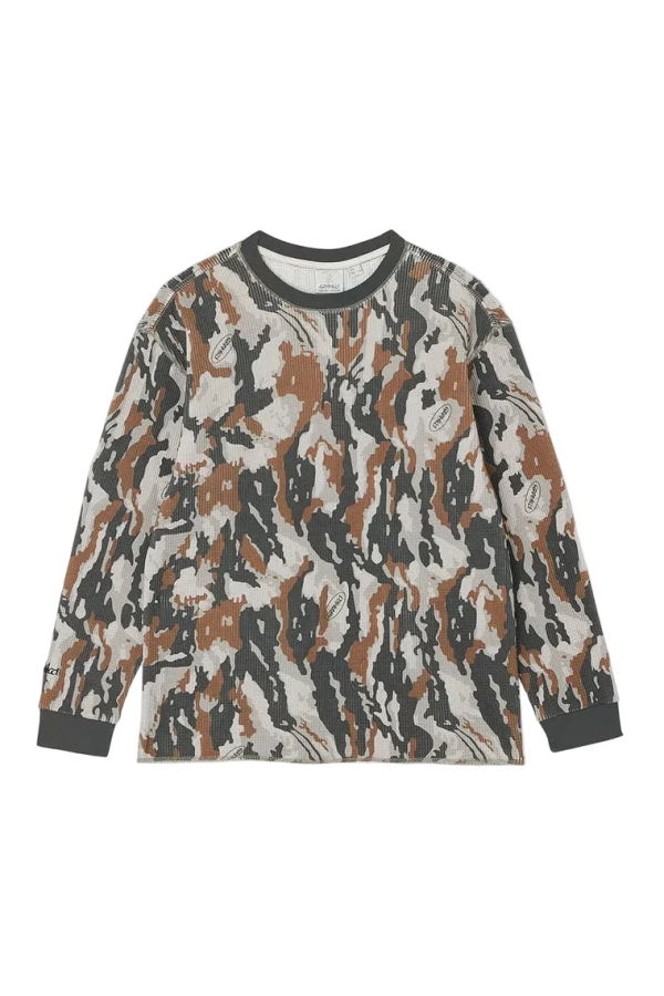 Gramicci Camo Waffle Crewneck Top - Bark Camo