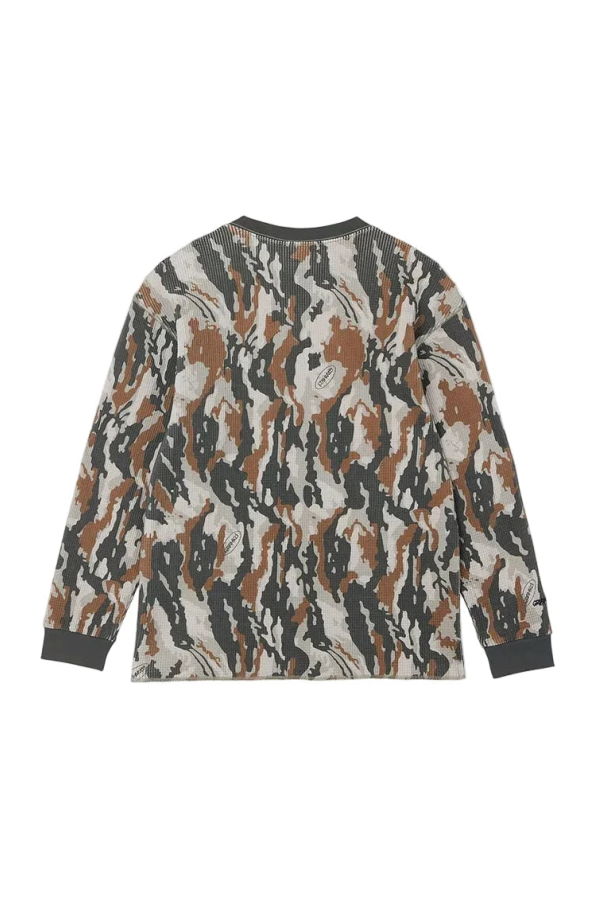 Gramicci Camo Waffle Crewneck Top - Bark Camo