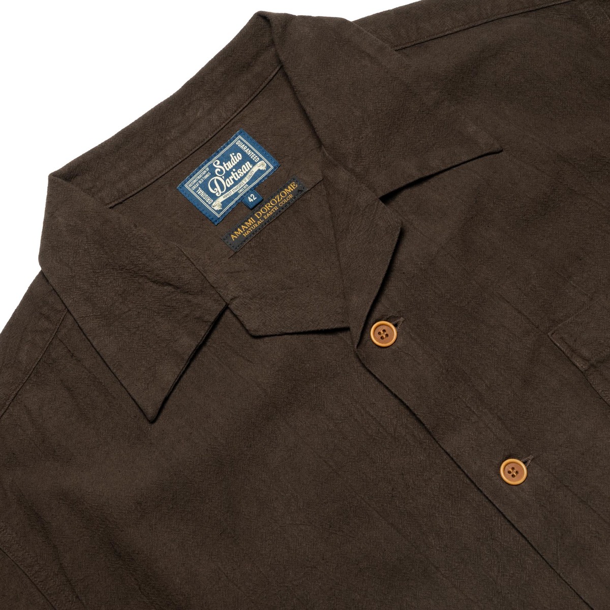 Studio D'Artisan 5739 Cotton/Linen Amami-Dorozome Mud-Dyed Shirt - Dark Brown - Image 3 of 6
