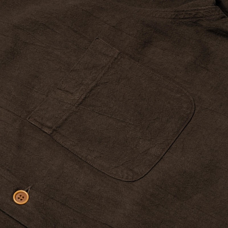 Studio D'Artisan 5739 Cotton/Linen Amami-Dorozome Mud-Dyed Shirt - Dark Brown