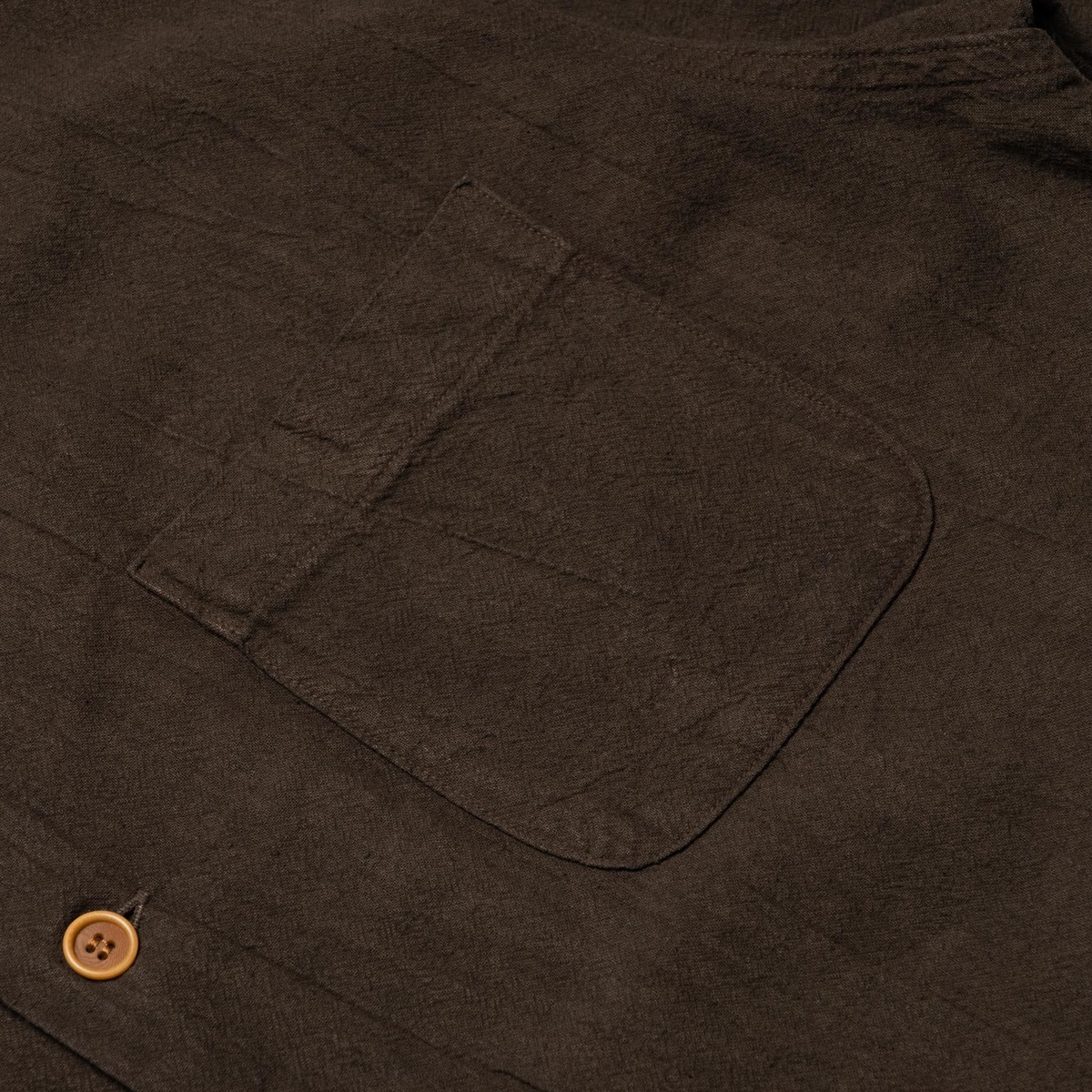 Studio D'Artisan 5739 Cotton/Linen Amami-Dorozome Mud-Dyed Shirt - Dark Brown - Image 4 of 6