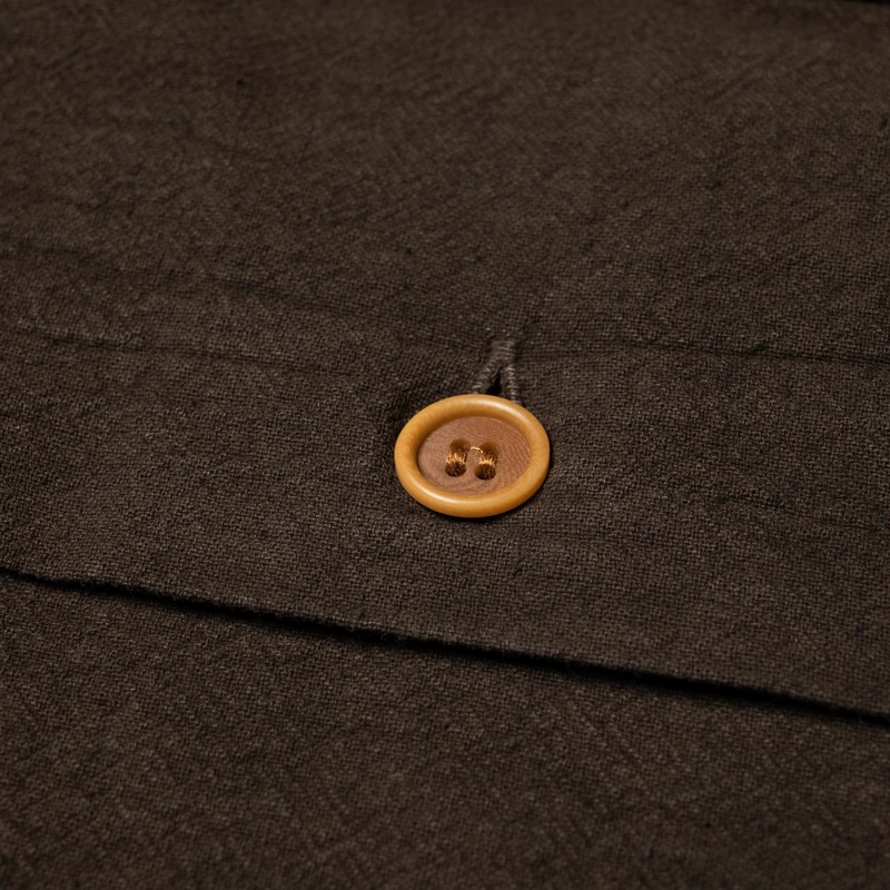Studio D'Artisan 5739 Cotton/Linen Amami-Dorozome Mud-Dyed Shirt - Dark Brown
