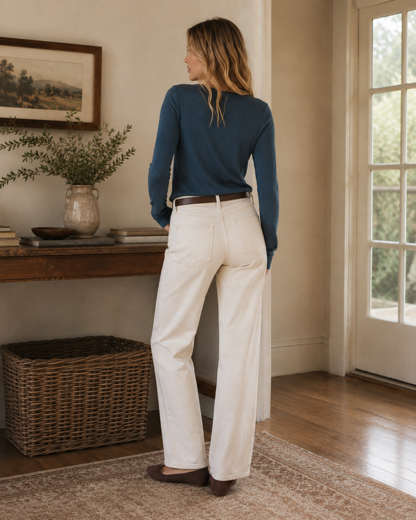 DEN Heath Cashmere Henley Sweater - Blue Stone