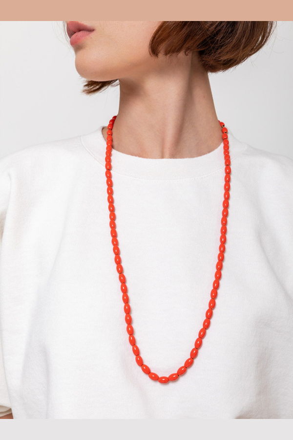 Clare V. Grande Enamel Barrel Chain Necklace