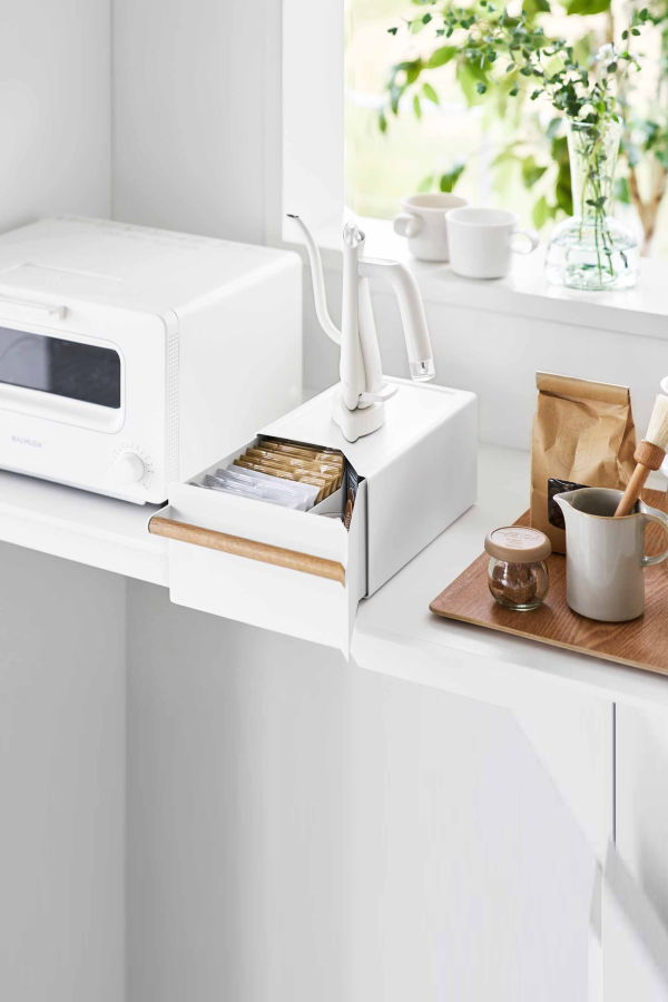 Yamazaki Home Countertop Rack With Drawer - Steel + Wood