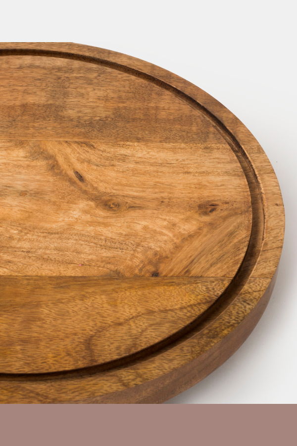 Mela Artisans Handcrafted Mango Wood Footed 360-Degree Rotating Cake Stand