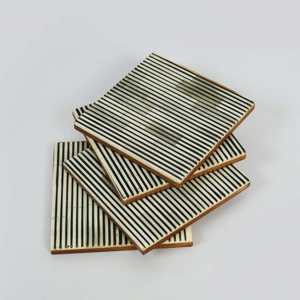 Mela Artisans Pinstripe Inlay and Resin Coasters Set of 4 - Image 3 of 5