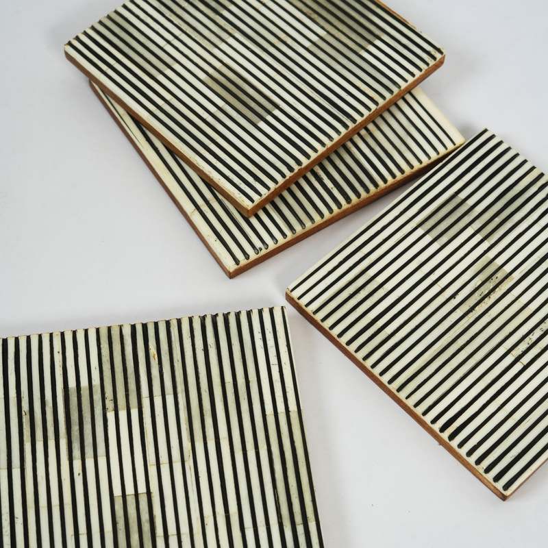 Mela Artisans Pinstripe Inlay and Resin Coasters Set of 4