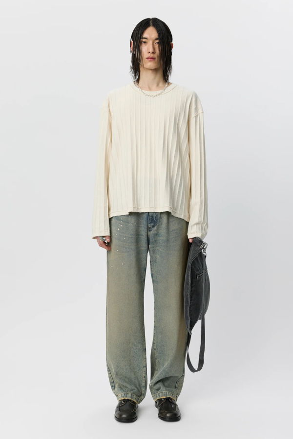 mfpen Round Neck Sweater Inverted Ajour Stripe