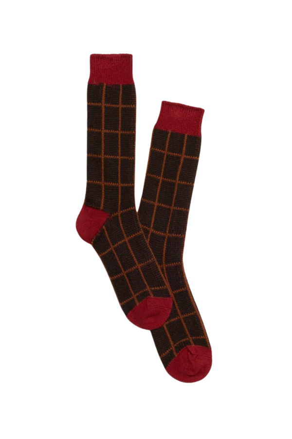Guest in Residence The Checker Soft Sock - Burnt Cocoa Combo